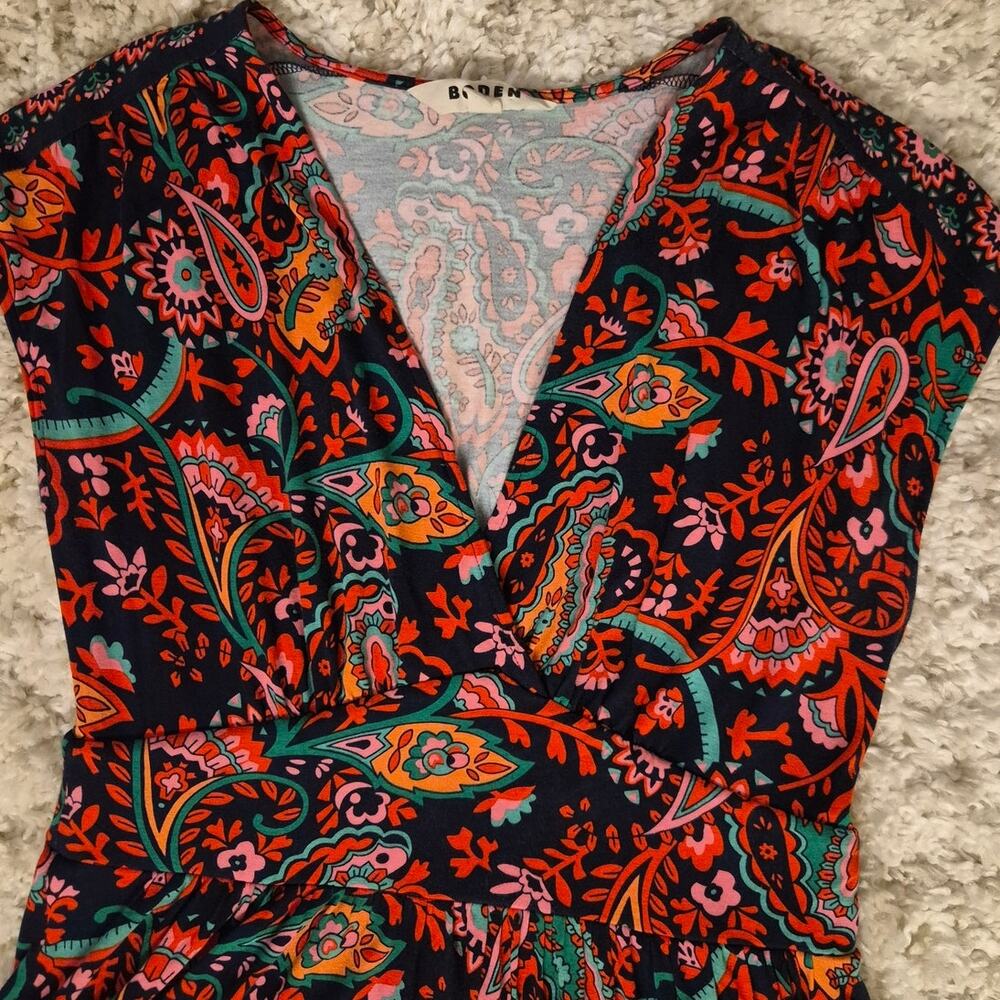 Boden Tiered Crossover V Neck Maxi Dress in Multicolor Paisley Print Sz 6R - Picture 3 of 7